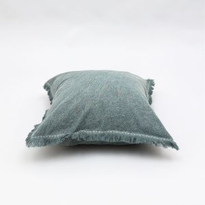 Handworked Edges and Fringe Stonewashed Linen 22X22 <b>Throw</b> <b>Pillow</b> Decorative & Stylish - Product Image 3