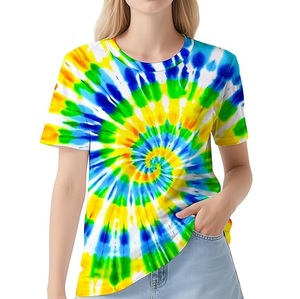 เสื้อยืดไทไดสีรุ้งแบบขายส่ง OEM คุณภาพพรีเมียม หลายสี เสื้อยืดไทไดสีรุ้งทรงเข้ารูปสำหรับผู้หญิง - Product Image 5