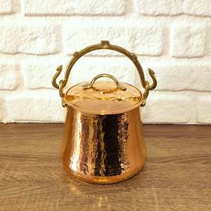 Cubo de cobre puro martillado a mano con tapa y asa para uso doméstico, baño, jardín, granja y decoración. - Product Image 4
