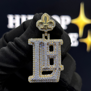 <b>Custom</b> Raised Script <b>Name</b> Pendant 925 Sterling Silver VVS Moissanite Fully Iced Pave 22K Gold Plated Hip Hop <b>Necklace</b> Unisex - Product Image 3