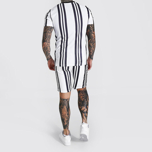 Wholesale 100% Cotton Casual T-Shirt Shorts <b>Set</b> Men's Crew Neck Short Sleeve Midweight Regular Fit Streetwear Solid - Product Image 2