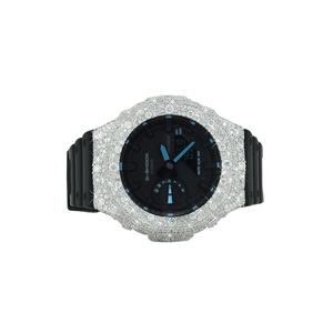 Montre classique en moissanite avec demi-bijoux en diamants et bracelet en caoutchouc, montre unisexe - Product Image 2
