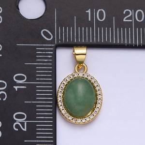 Green Aventurine Pendant 925 Sterling <b>Silver</b> 14K Gold Plated Bezel Micro Pave CZ Gemstone Charm Jewelry Gift - Product Image 3