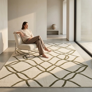 Alfombra de Lana Geométrica Hecha a Mano de Lujo con Pelo Corto y Largo, Alfombra Moderna para Área, Diseño Personalizado, Precio de Fábrica al Por Mayor - Product Image 1