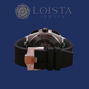 LOISTA นาฬิกาโครโนกราฟเพชรหรูหราสำหรับผู้ชาย ตัวเรือนสแตนเลส สายยาง ระบบควอตซ์แบบแอนะล็อก หน้าปัดรูปหลายเหลี่ยมขนาด 43 มม. - Product Image 3