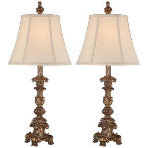 Lampe de table élégante en résine noire antique, style bougeoir, pour chambre, bureau ou console, à prix abordable. - Product Image 3