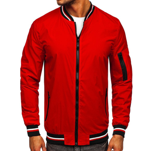Custom <b>Mens</b> Lightweight Casual Bomber <b>Jacket</b> Reflective Crew Neck Varsity Style <b>Letter</b> Pattern Ribbed Cuffs Pullover - Product Image 2