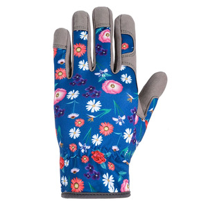 Gants de jardinage à imprimé floral pour hommes et femmes, avec renforts sur la paume, design de protection, en polyester froissé, avec poignets élastiques - Product Image 3