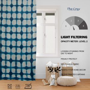 Rideau en coton imprimé tie-dye moderne, fait main, style bohème, pour appartement, hôtel, vente en gros, Inde - Product Image 6