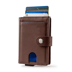 Portefeuille fin en cuir pour homme avec blocage RFID, vintage, en métal, avec fonction pop-up, luxe, vente en gros, portefeuilles en cuir personnalisés - Product Image 1