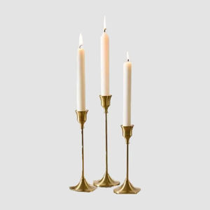 Elegant Gold Metal Candle Holder Set <b>Slim</b> Tall Candlestick Decorative Home Decor <b>Table</b> Centerpiece Luxury Style - Product Image 1