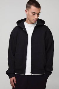 Sudadera con Capucha Personalizada con Estampado Digital para Hombre, 100% Algodón, Talla Grande, Corta, Gruesa, Lisa, Teñida, con Bolsillo - Product Image 4