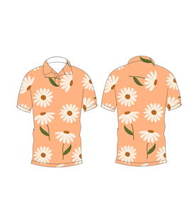 Polo personnalisé à sublimation motif floral marguerite, manches courtes, léger, respirant, décontracté, pour l'été, idéal pour le golf - Product Image 3