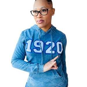 Sudadera con Capucha de Mezclilla Zeta Phi Beta con Bordado Chenille, Ropa de Sororidad Griega, Sudadera con Capucha Unisex de Algodón Premium - Product Image 5