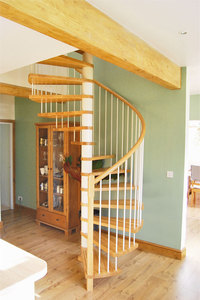 Custom Made Curved <strong>Stairs</strong> for Apartment with Clear 304s.<strong>s</strong> Railing American White Oak Steps Modern Simple Design Factory Outlet - Product Image 5