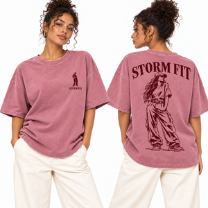 Camiseta Oversize Azul para Mujer Storm Fit, Cuello Redondo, Manga Corta, Corte Holgado, 100% Algodón Jersey, Lavado Ácido, Estilo Urbano - Product Image 5