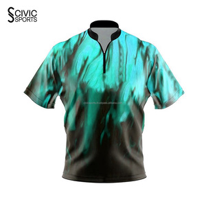 the Wholesale Youth Sports Polo With Zipper Custom Sublimation Print Pattern <b>Bowling</b> Jersey - Product Image 1