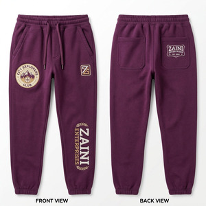 <b>Men</b> <b>Jogger</b> Pant Premium Cotton Fleece 320 GSM Plum Purple Warm <b>Cuffed</b> Sweatpants Custom Embroidered Patch Logo Casual Daily Wear - Product Image 1