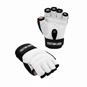 Gants de grappling MMA professionnels en cuir blanc, demi-doigts, pour l'entraînement de Muay Thai et les sports de combat - Product Image 1