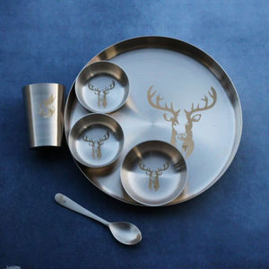 Ensemble de thali classique en bronze (Kansa) écologique, durable, compatible micro-ondes et réutilisable - Product Image 1