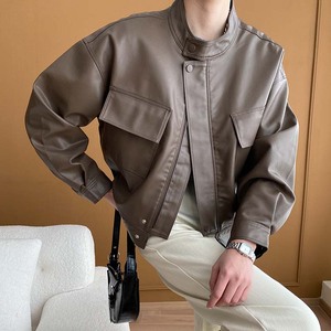 Women's Stand Collar <b>Short</b> Leather <b>Jacket</b> – Autumn Long Sleeve Leather Coat, Slim Casual Outerwear for Ladies - Product Image 4