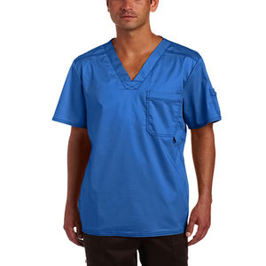 Ensemble d'uniformes médicaux personnalisés pour hommes, confortables et respirants, à col en V, en tissu tissé 100% coton, avec détection par radiofréquence - Product Image 5