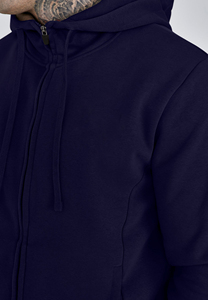 <b>Mens</b> Navy Blue <b>Zip</b> <b>Up</b> Hoodie With Embroidered Logo Regular Fit <b>Fleece</b> Sweatshirt Casual Autumn Wear - Product Image 5