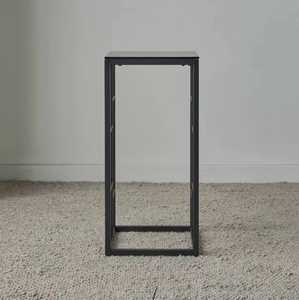 Square Wooden Top <b>Side</b> <b>Table</b> <b>Black</b> Metal Geometric Frame Minimalist Modern Handcrafted Eco Friendly Living Room Bedroom Furnitur - Product Image 2