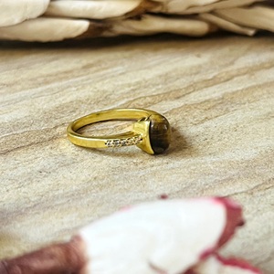 Hot Design Boho <b>Tiger</b> <b>Eye</b> Gemstone <b>Ring</b> Dainty Brass Jewelry for Women 18k Gold Plated Minimalist Band for Wholesale/OEM/ODM - Product Image 3