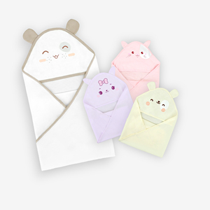 Serviette de bain bébé en coton biologique ALB13 avec capuche - Serviette carrée pour nouveau-né de couleur unie, tissu tricoté respirant Dokma - Product Image 4