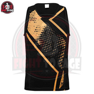 Ensemble de vêtements de boxe en gros sous marque privée, impression par sublimation, tenue de combat unisexe, short de boxe en satin personnalisé, débardeur extensible - Product Image 3