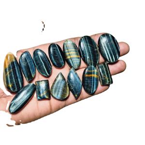 Cabochons en œil de tigre bleu naturel de haute qualité, pierres précieuses en cristal en vrac pour bijoux de guérison, 20-45 mm, 8-12 g, évalués par un tiers - Product Image 6
