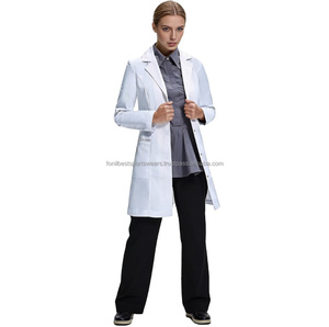 Bata de Laboratorio Blanca para Mujer, Manga Larga con Bolsillos, Algodón y Poliéster, Uniformes de Hospital, Color Personalizado OEM - Product Image 2