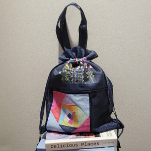 Sac fourre-tout coréen traditionnel recyclable Goyu, convertible avec cordon de serrage, patchwork Jogakbo brodé, sac cadeau réutilisable, sac à main - Product Image 2