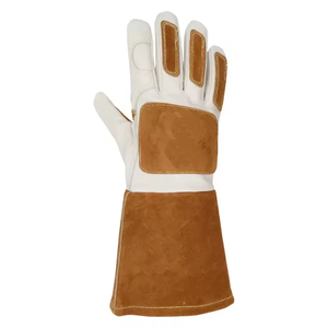 Gants de soudage TIG personnalisés, marron, avec manchette et pouce droit, pour la soudure à l'arc, protection contre les éclaboussures de métal fondu, doublure en coton - Product Image 3