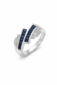 <b>Emerald</b> and Diamond <b>Ring</b> in 92.5 Sterling <b>Silver</b> KLSR-12197 - Product Image 3