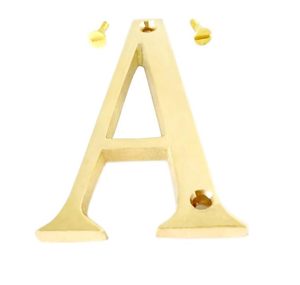 Home Decor <b>Brass</b> “A” <b>Letter</b> Design Door Alphabet Premium House Address Plaque for Home Office - Product Image 2