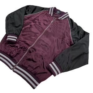Chaqueta Bomber Varsity de Satén Morado para Invierno, Talla Grande, con Cierre Frontal de Cremallera, Mangas Raglán, Transpirable, para Exteriores - Product Image 3