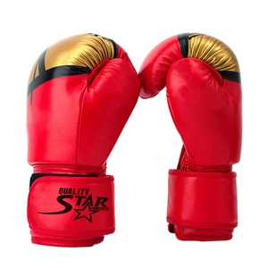 Guantes de Boxeo Personalizables de Piel Sintética PU Roja y Dorada de Calidad Star, con Correa Ajustable para la Muñeca, para Adultos - Product Image 1