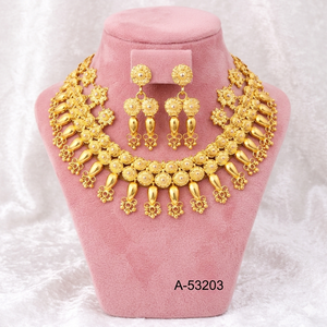 Luxury Traditional Princess Cut Necklace Set with Earrings & Headpiece for Women Party Gold Silver Plated A-53208 - Product Image 2