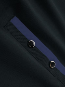Men's Black Polyester Polo Shirt Short Sleeve Breathable Knitted Solid Color Front Logo Casual Design - Product Image 4