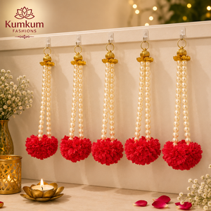 Indian Artificial Marigold Pearl Beads Handmade Art Deco Design Custom Size Hanging <b>Decoration</b> <b>Wedding</b> Diwali Christmas Home - Product Image 3