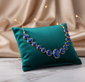 Collier Statement Bleu Multi-Pierres, Collier Chunky Designer en Zircon Cubique, Argent 925 Plaqué Or 18K, Bijoux de Fête et de Mariage - Product Image 5