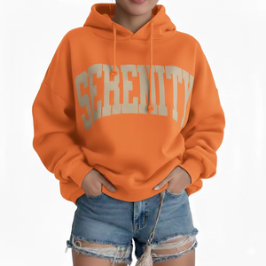 Sweat à capuche long et ample pour femme, en velours et mélange de coton, doux et chaud, style décontracté et streetwear - Product Image 1
