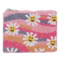 Pochette à monnaie en tissu perlé, motif corail et poissons, faite à la main, pour transporter argent, cartes, monnaie, maquillage - Pour filles