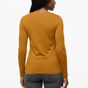 Top Ajustado de Manga Larga con Cuello Redondo para Mujer, Primavera/Verano, Tela Elástica de Algodón Ligero, Fabricación Personalizada OEM, Venta al Por Mayor de Fábrica - Product Image 2