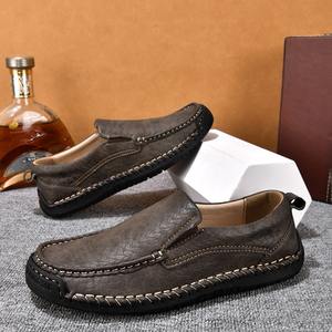 Mocasines de cuero para hombre, con suela suave, estilo casual, fáciles de poner, cómodos, zapatos para papá. - Product Image 4