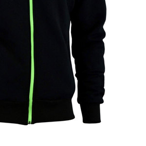 Sweat-shirt à capuche noir pour homme, fermeture éclair vert néon, cordons de serrage, coupe classique, vêtements d'hiver décontractés, tissu polaire, style punk, coupe-vent - Product Image 4