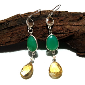 Natural Chrysoprase Citrine Dangle <b>Drop</b> Earrings 925 Sterling Silver Gemstone Women Wedding - Product Image 6