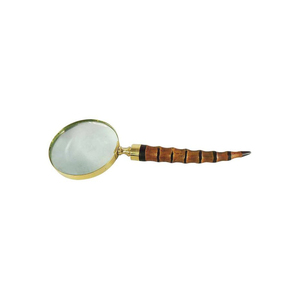 Lupa de mano vintage con marco de latón macizo y mango de madera pulida, ayuda decorativa para la lectura y accesorio de escritorio - Product Image 6